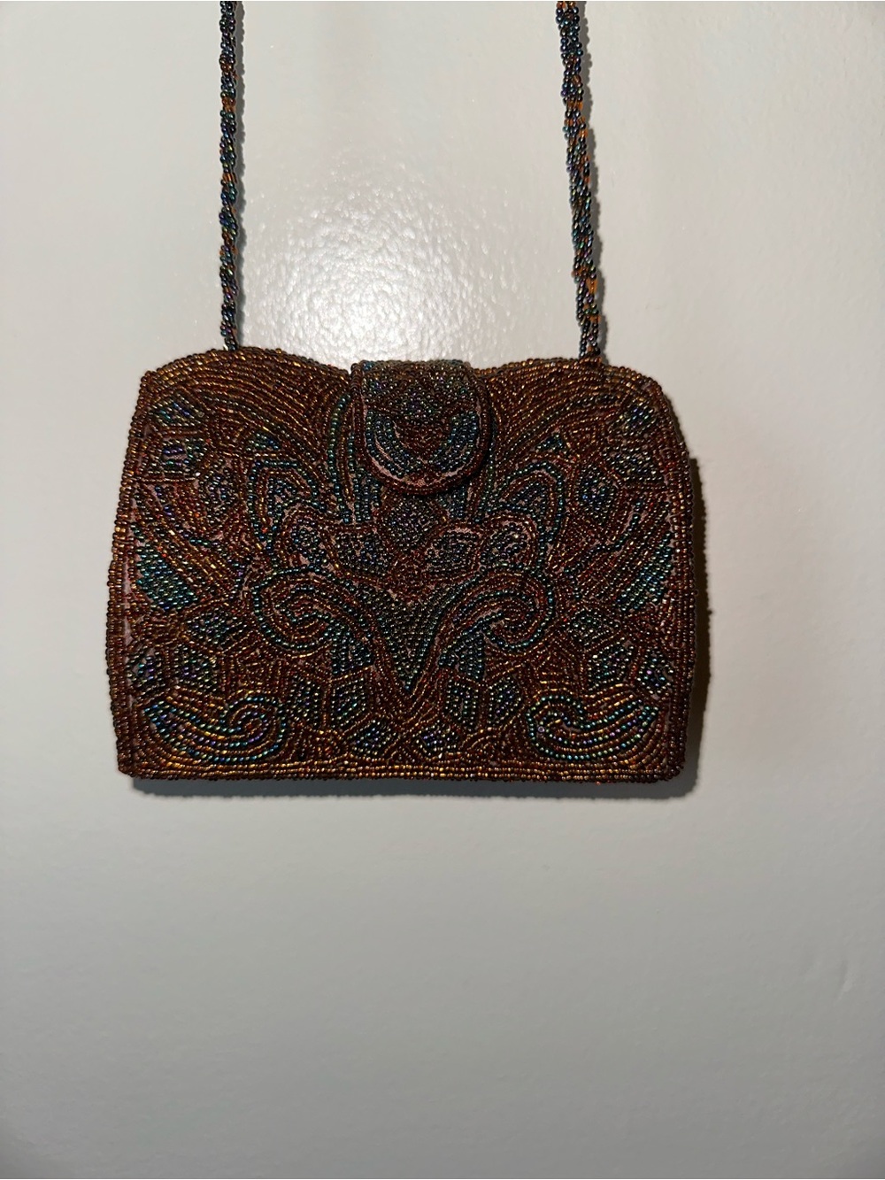 Beaded Evening Clutch in Iridescent Brown